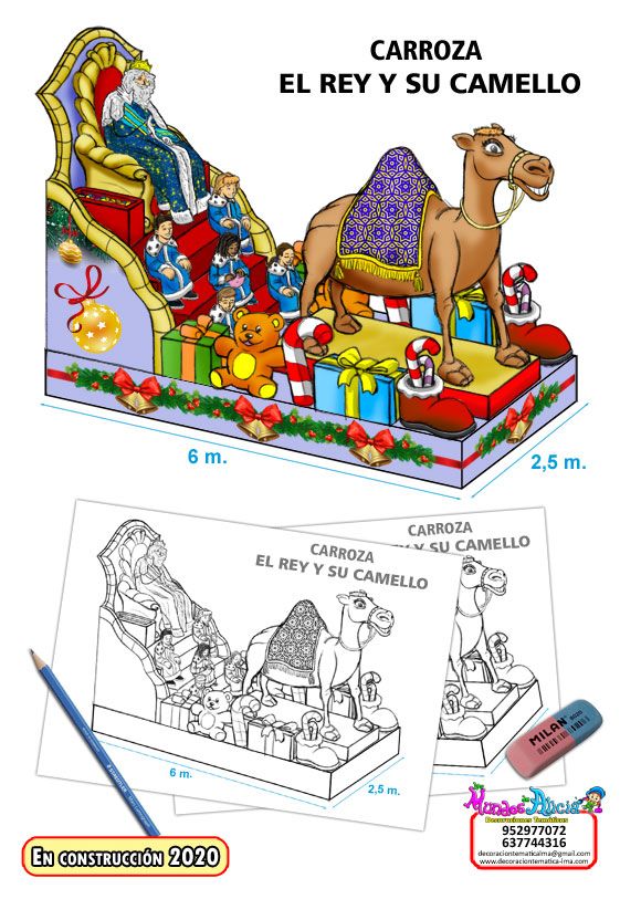 Boceto y diseño carroza El Rey y su camello